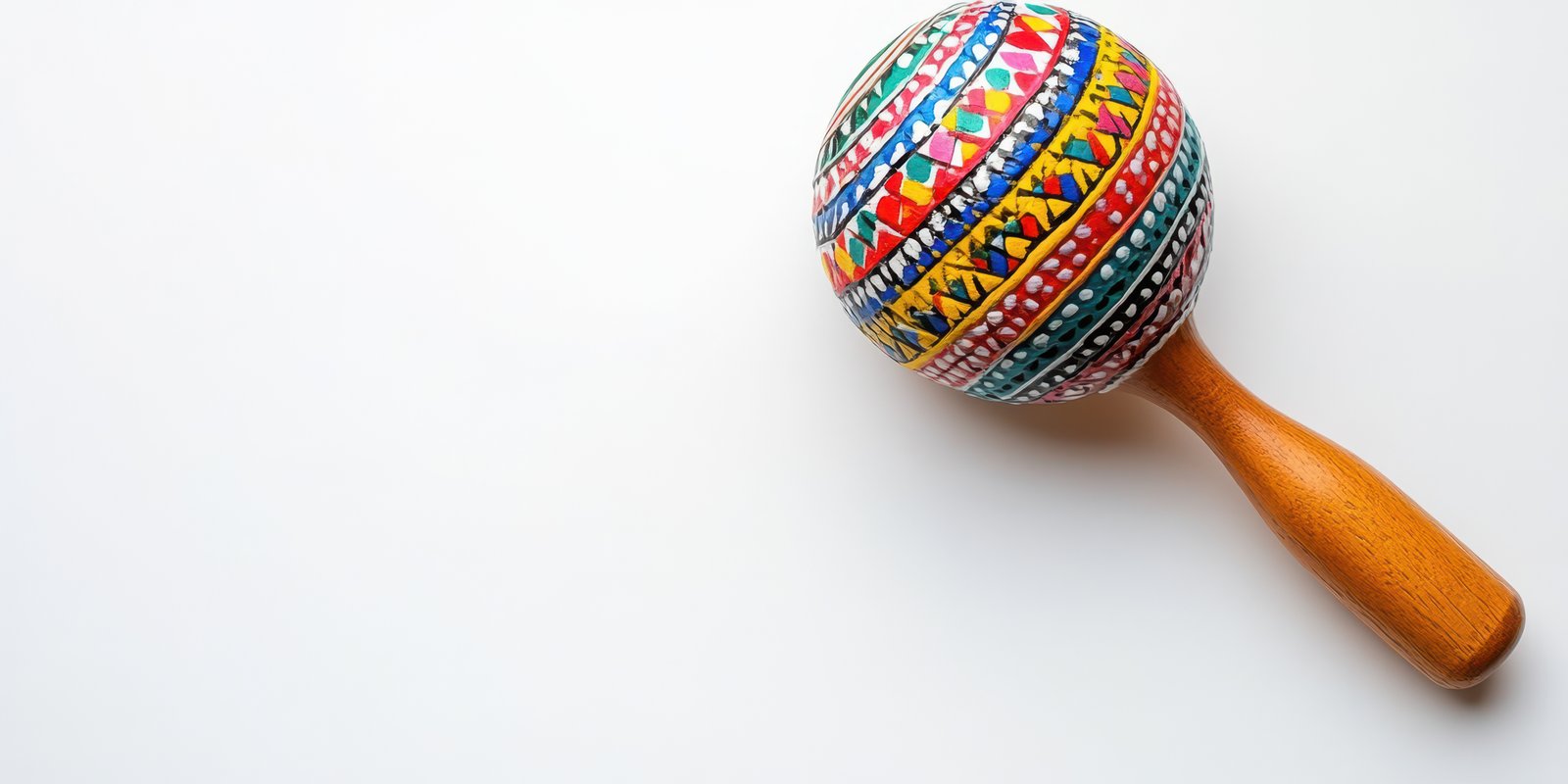 Colorful handcrafted maraca with intricate patterns ready for celebration